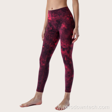 pantalon de fitness à neuf points de yoga tie-dye taille haute